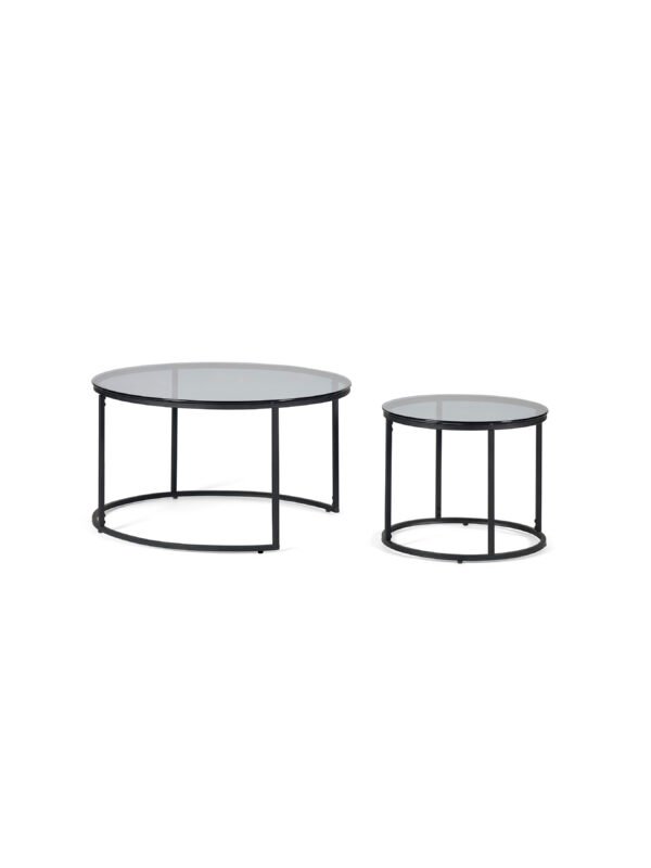 Chicago Round Nesting Coffee Tables Smoked Glass - Image 3