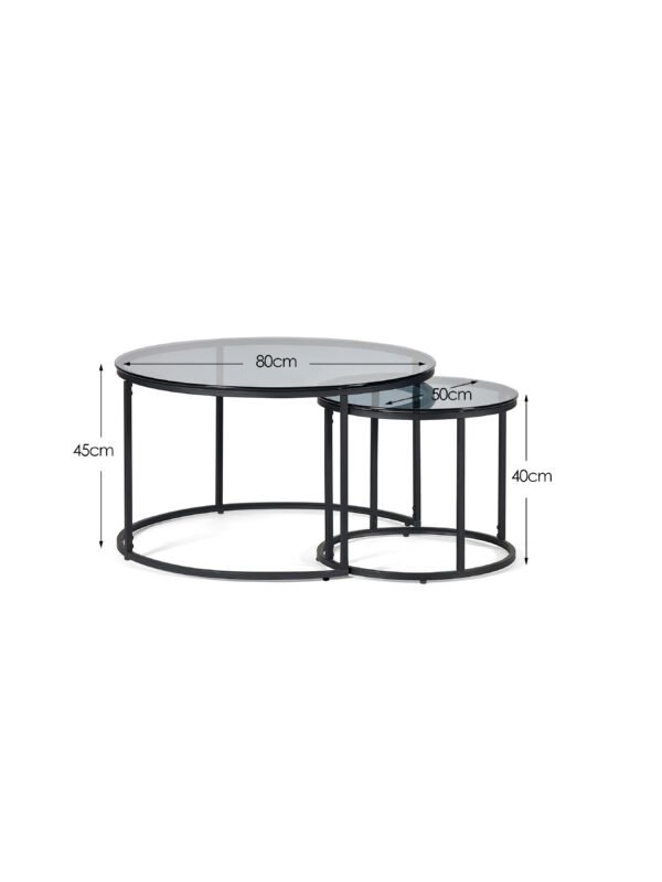 Chicago Round Nesting Coffee Tables Smoked Glass - Image 4