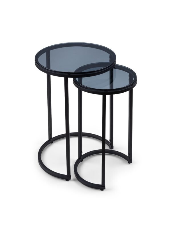 Chicago Round Nesting Side Tables Smoked Glass - Image 2