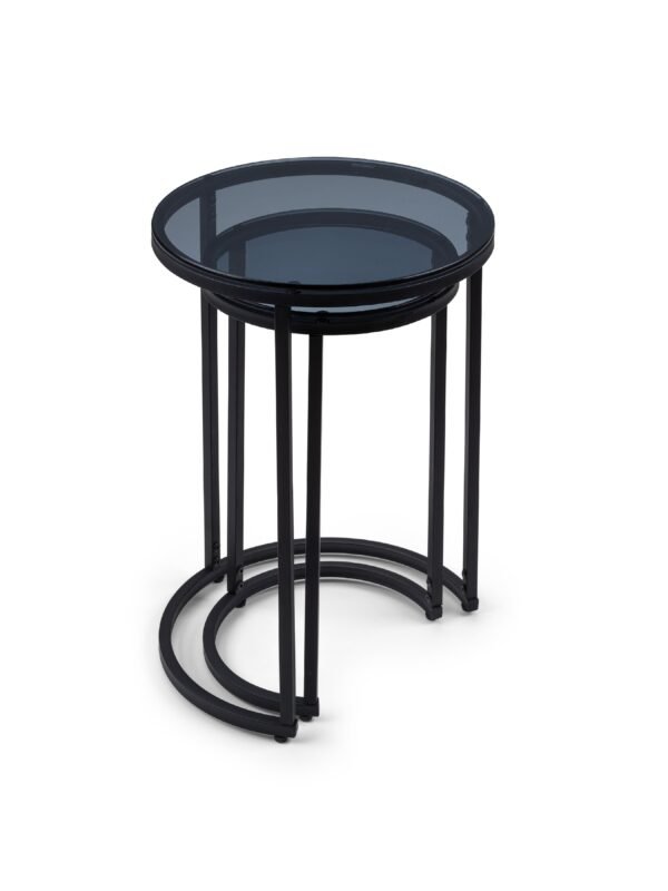 Chicago Round Nesting Side Tables Smoked Glass - Image 3