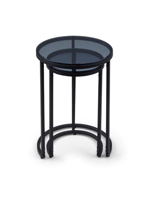 Chicago Round Nesting Side Tables Smoked Glass - Image 4