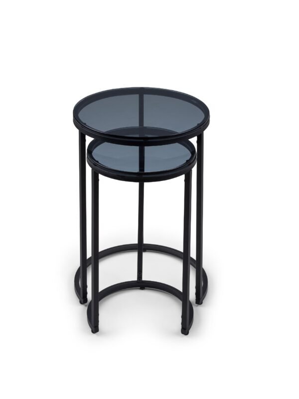 Chicago Round Nesting Side Tables Smoked Glass - Image 5