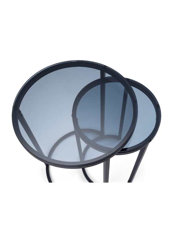 Chicago Round Nesting Side Tables Smoked Glass - Image 7