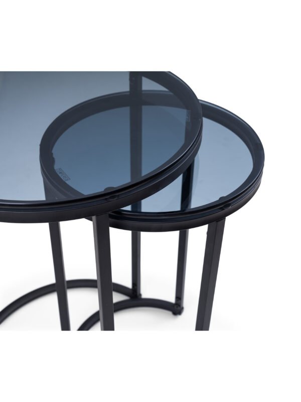 Chicago Round Nesting Side Tables Smoked Glass - Image 8