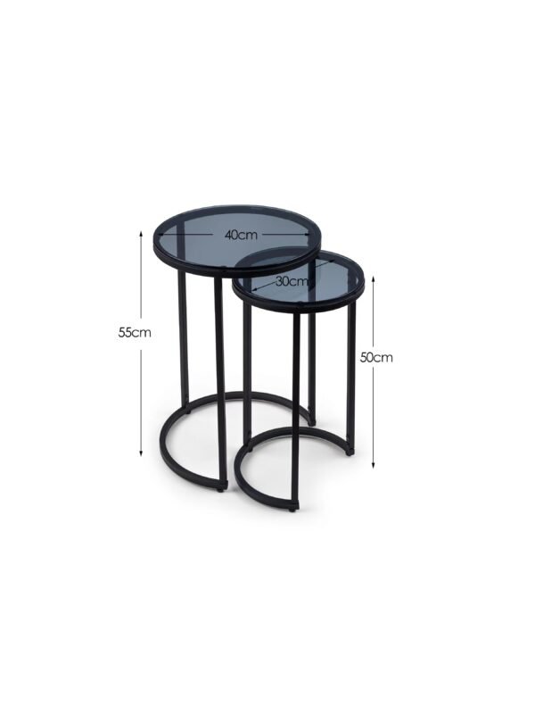 Chicago Round Nesting Side Tables Smoked Glass - Image 9