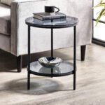 Chicago Circular Lamp Table With Shelf – Smoked Glass