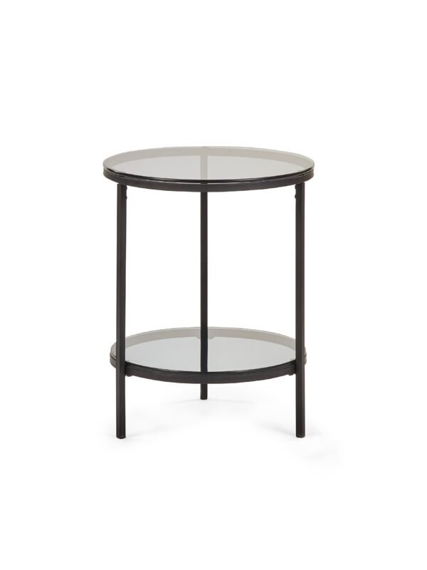 Chicago Circular Lamp Table With Shelf - Smoked Glass - Image 2