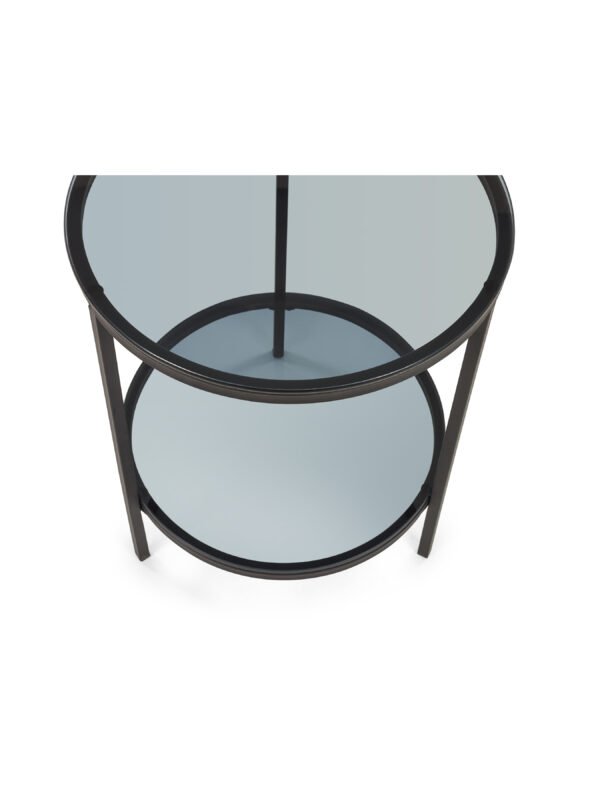 Chicago Circular Lamp Table With Shelf - Smoked Glass - Image 3