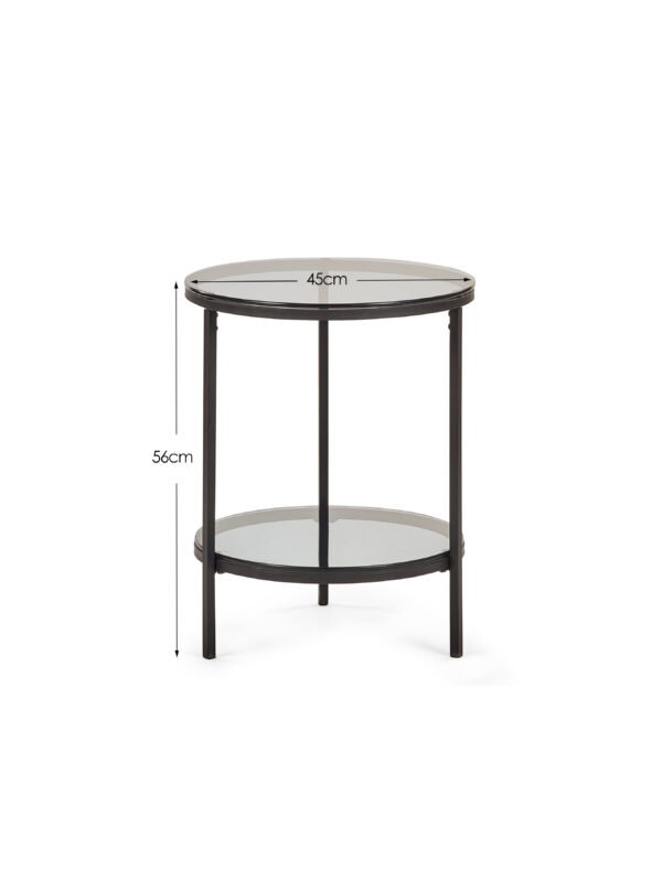 Chicago Circular Lamp Table With Shelf - Smoked Glass - Image 4