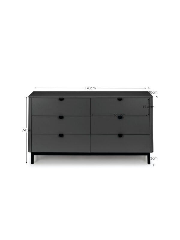 Chloe Storm Grey 6 Drawer Wide Chest - Image 9