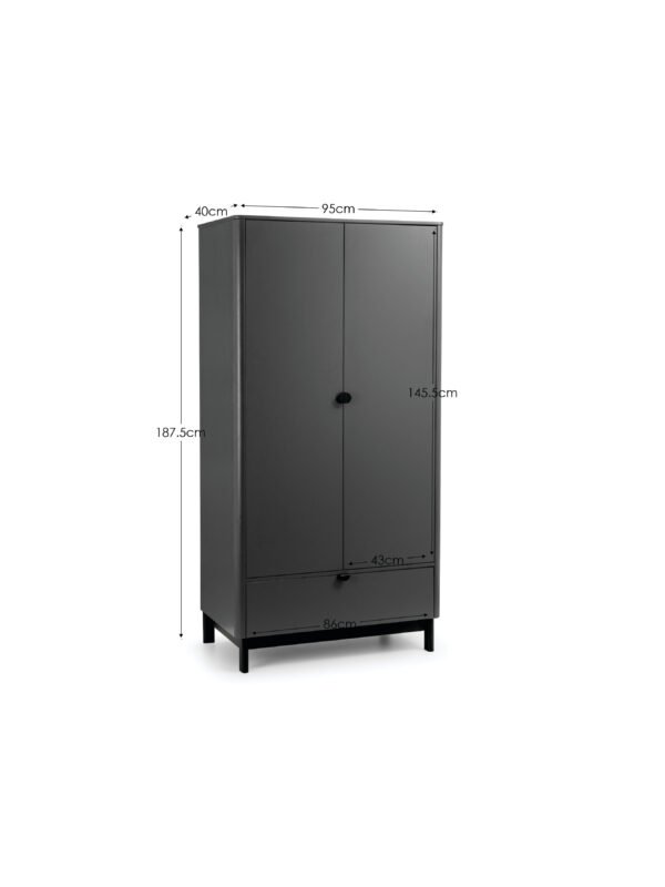 Chloe 2 Door 1 Drawer Wardrobe - Image 11