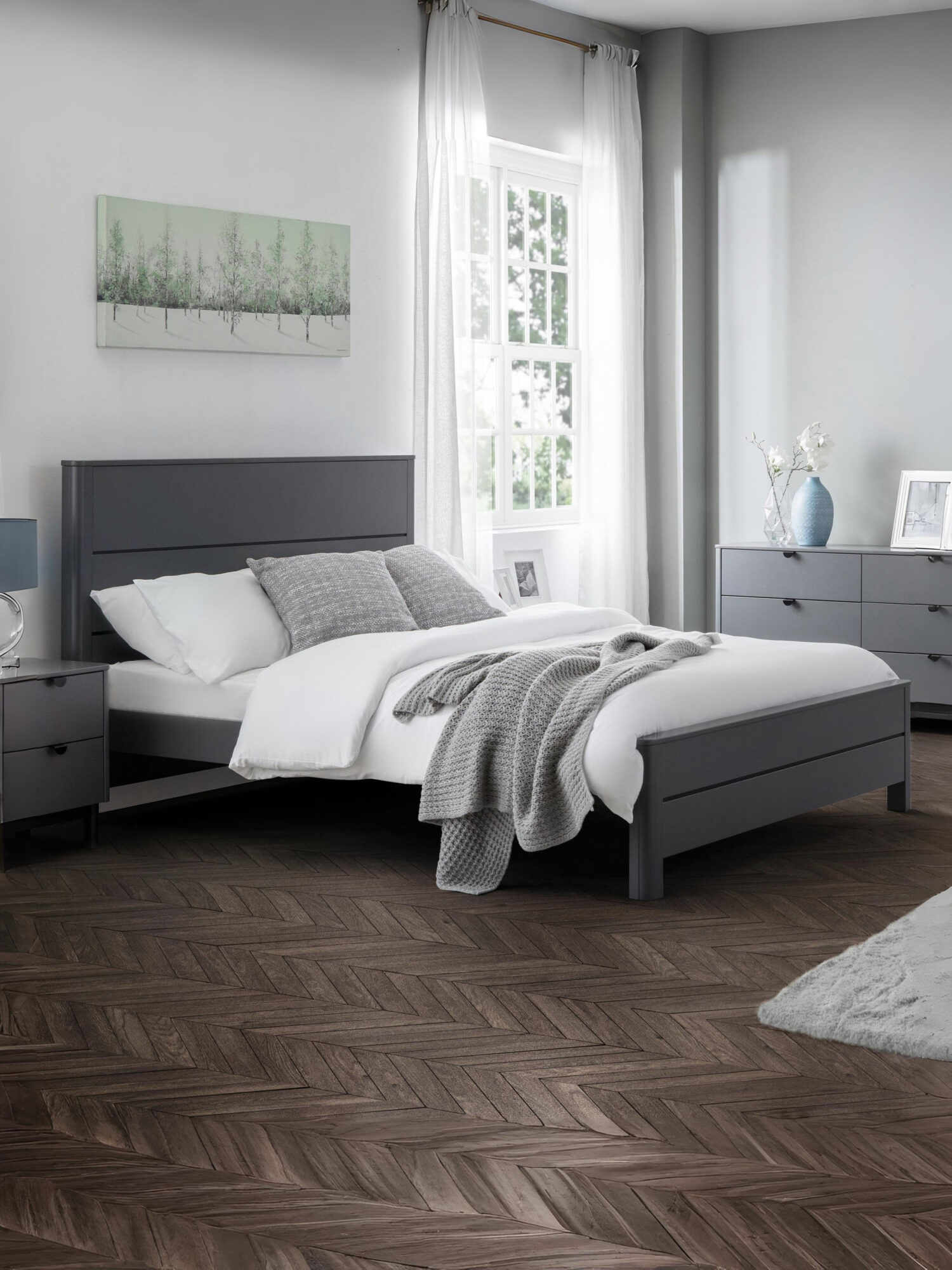 CHL007_1 Chloe 135cm Double Grey Bed - Image 1