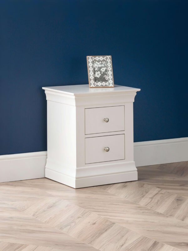 Clermont 2 Drawer Bedside – Surf White