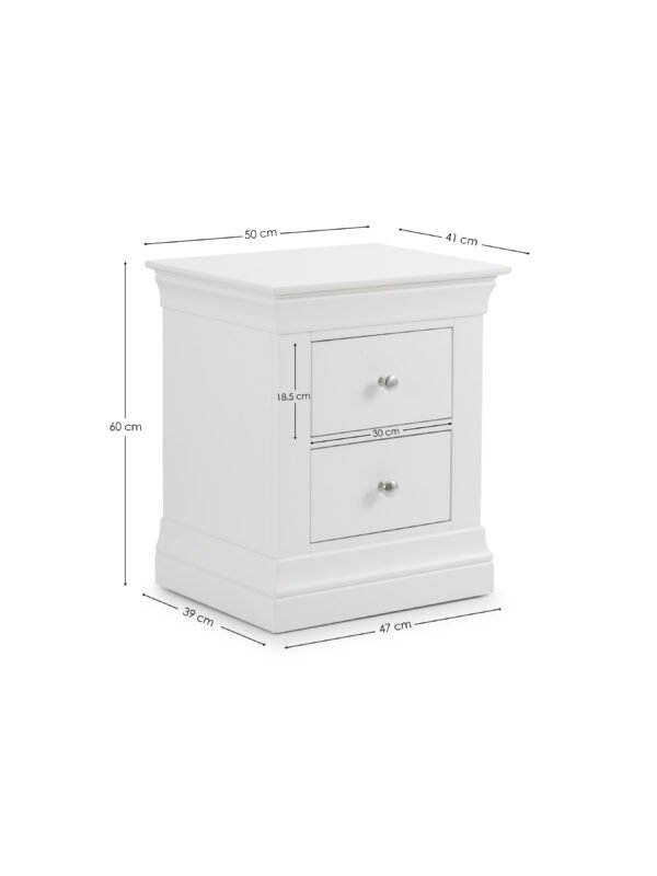 Clermont 2 Drawer Bedside - Surf White - Image 8