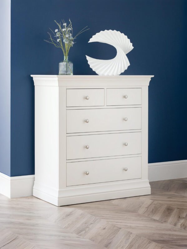 Clermont 3+2 Drawer Chest – Surf White