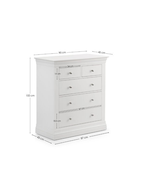 Clermont 3+2 Drawer Chest - Surf White - Image 8