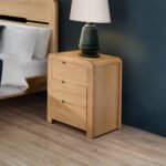 Curve 3 Drawer Bedside Table – Oak