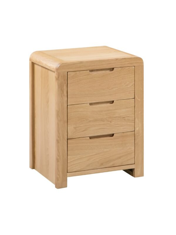 Curve 3 Drawer Bedside Table - Oak - Image 2