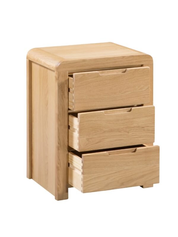 Curve 3 Drawer Bedside Table - Oak - Image 3