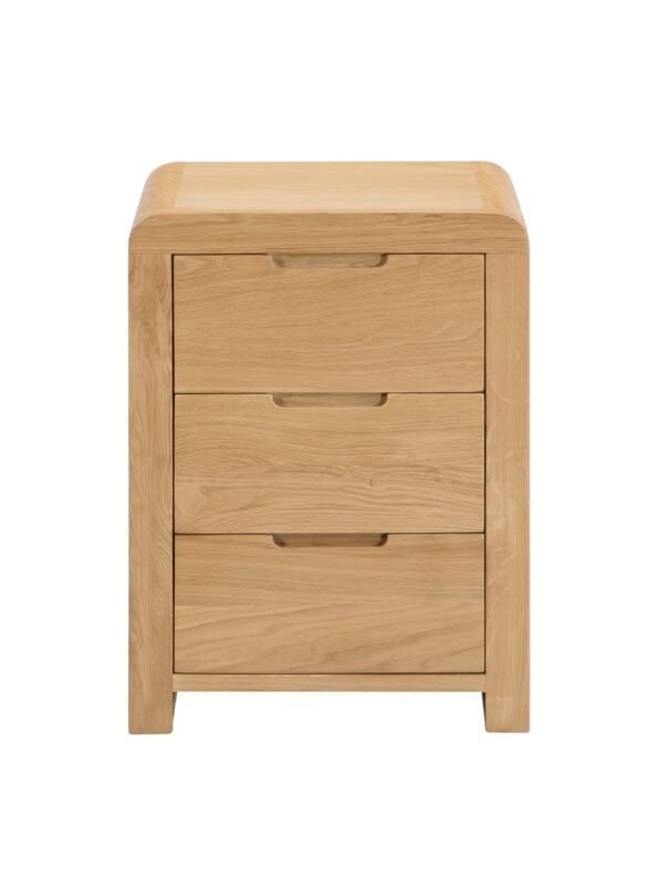 Curve 3 Drawer Bedside Table - Oak - Image 4