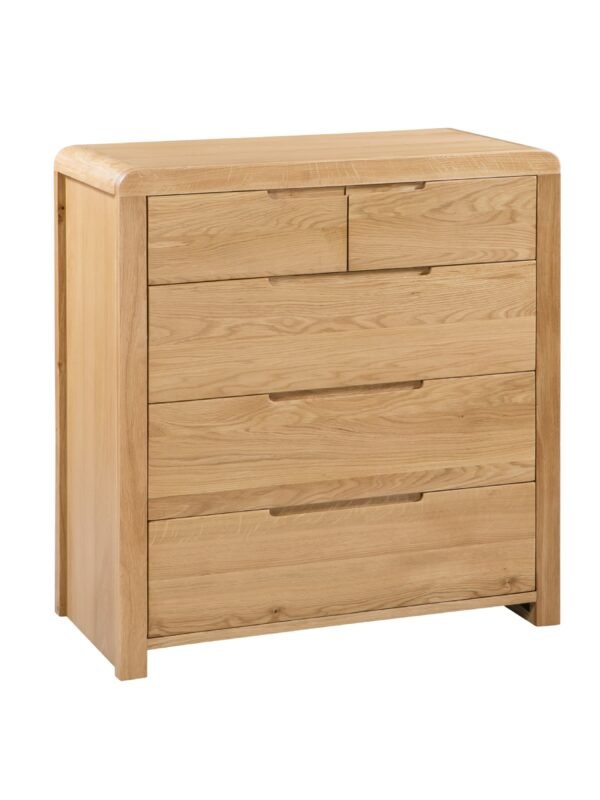 Curve 5 Drawer Chest (3+2) - Oak - Image 2