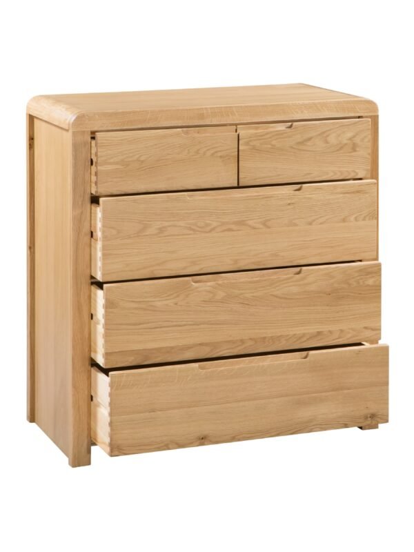 Curve 5 Drawer Chest (3+2) - Oak - Image 3