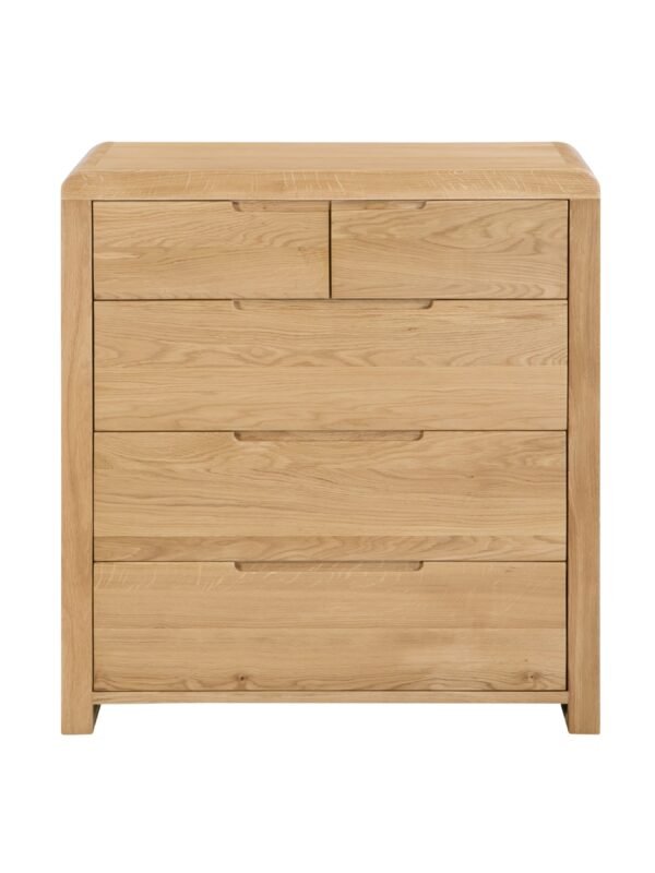 Curve 5 Drawer Chest (3+2) - Oak - Image 4