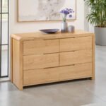 Curve 6 Drawer Wide Chest – Oak