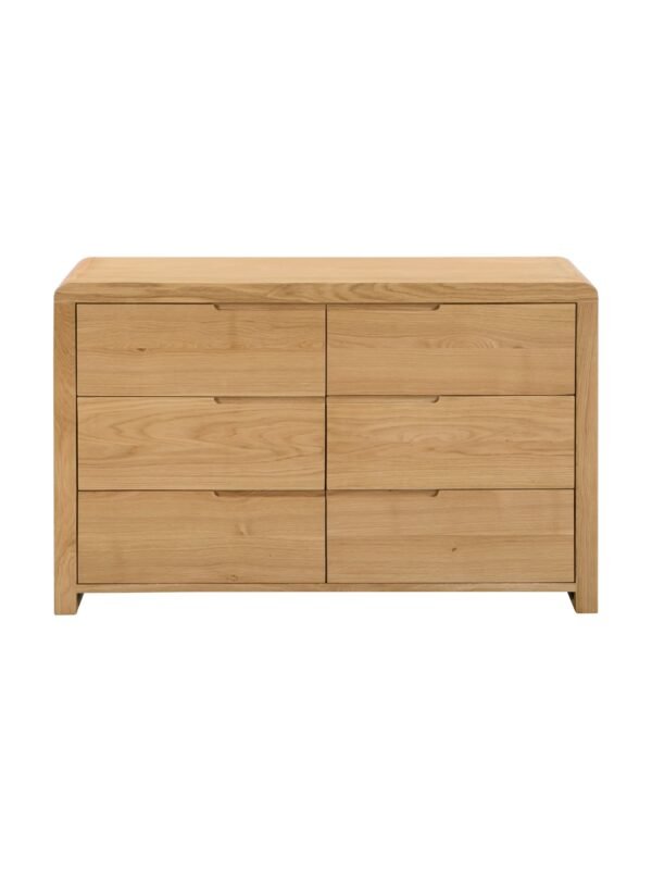 Curve 6 Drawer Wide Chest - Oak - Image 4