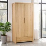 Curve 2 Door 1 Drawer Wardrobe – Oak