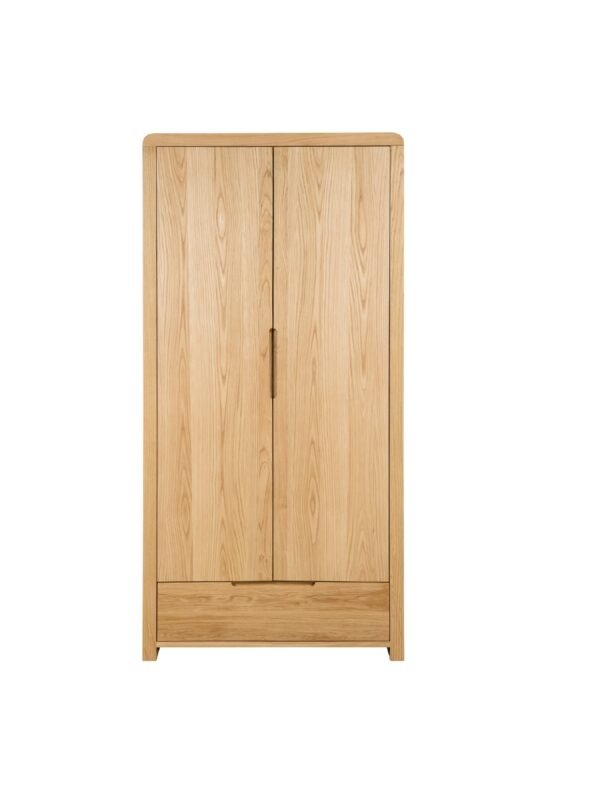 Curve 2 Door 1 Drawer Wardrobe - Oak - Image 4