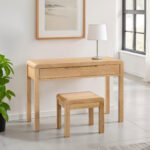 Curve 2 Drawer Dressing Table with Stool Set – Oak