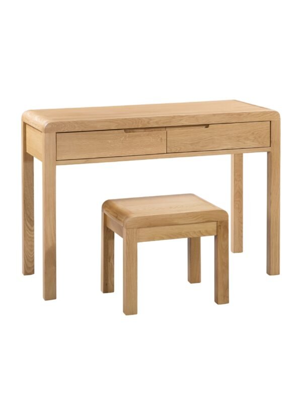 Curve 2 Drawer Dressing Table with Stool Set - Oak - Image 2