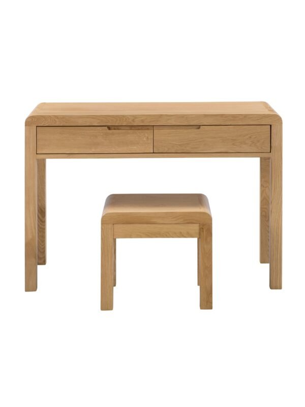 Curve 2 Drawer Dressing Table with Stool Set - Oak - Image 3