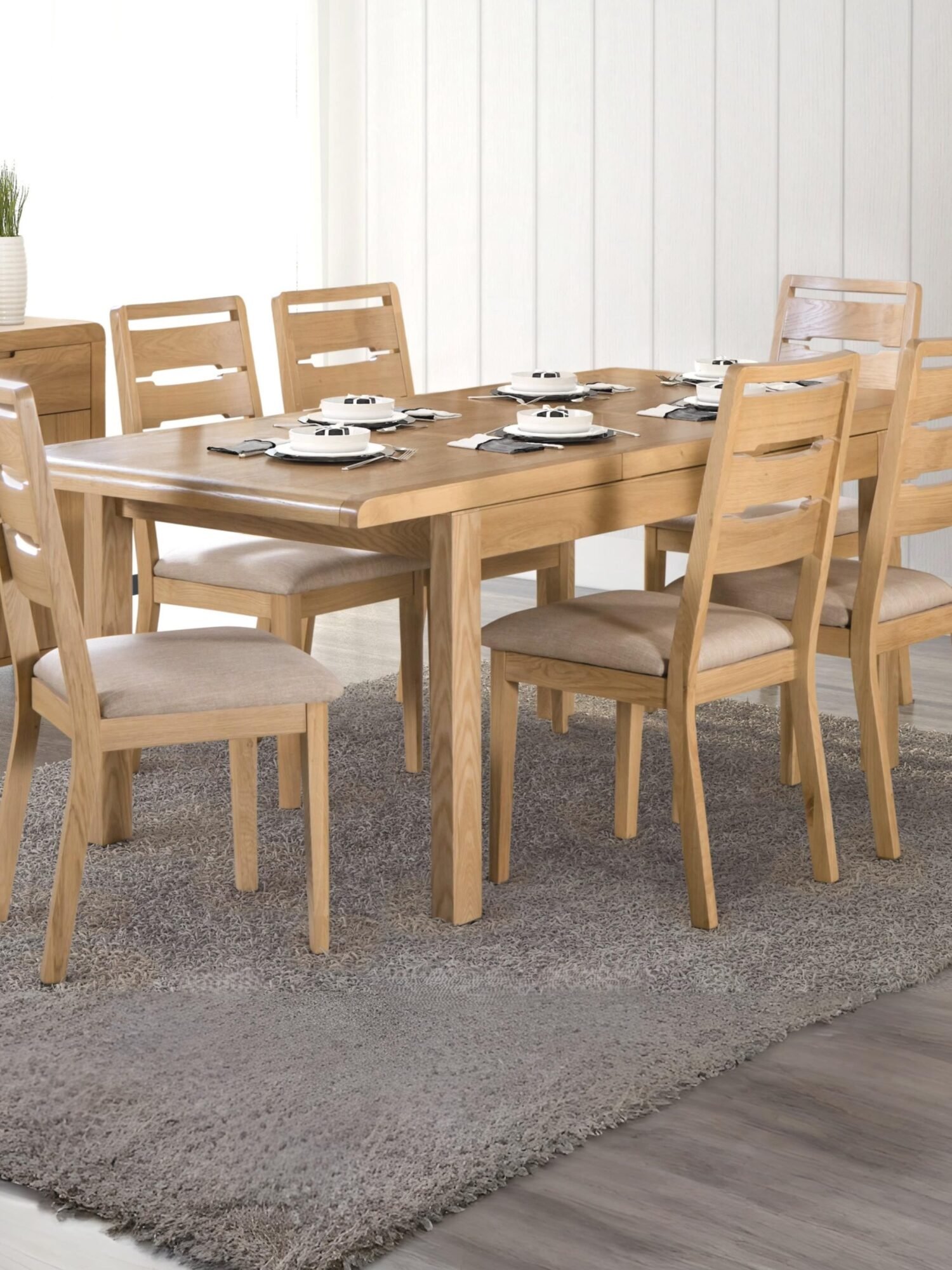 CUR301_1 Curve 6 Seater Extending Dining Table – Oak