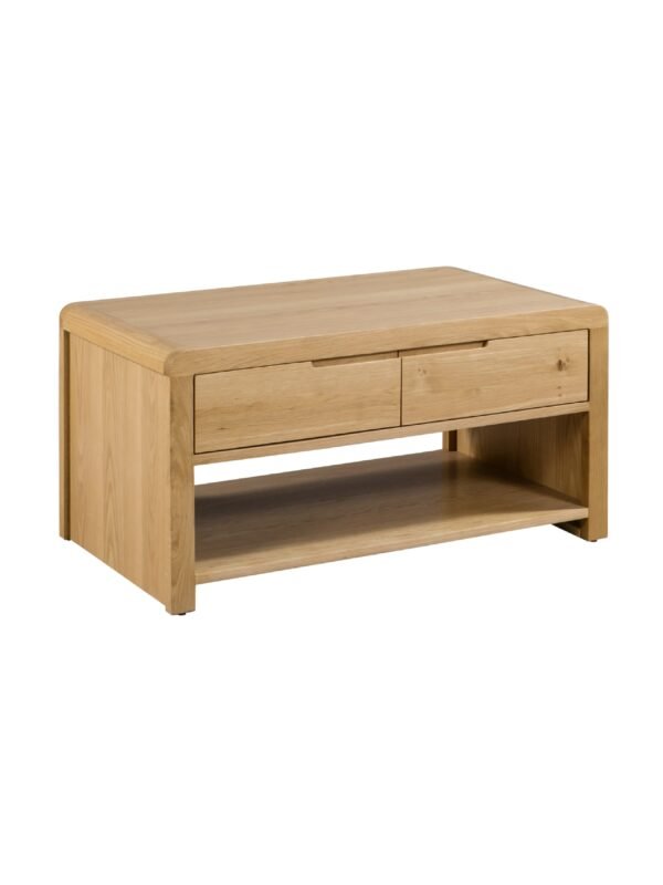 Curve 1 Drawer Coffee Table - Oak - Image 2