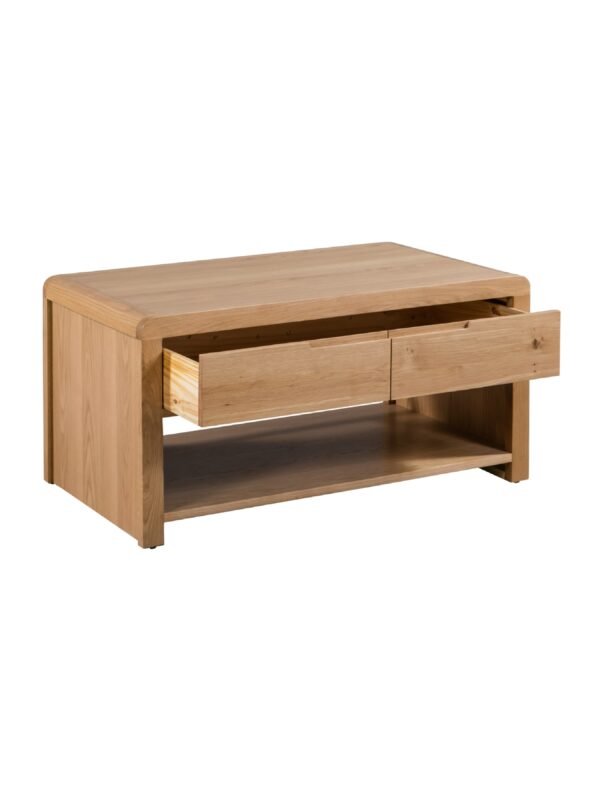 Curve 1 Drawer Coffee Table - Oak - Image 3