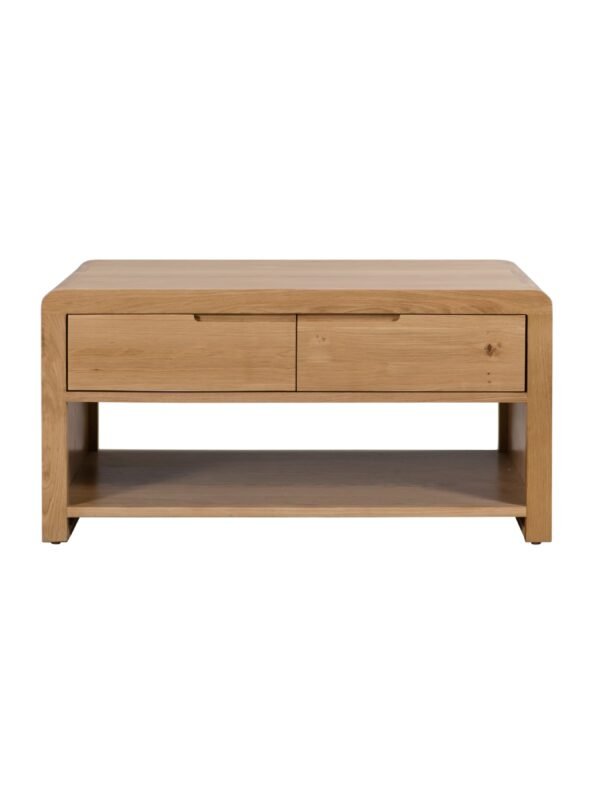 Curve 1 Drawer Coffee Table - Oak - Image 4