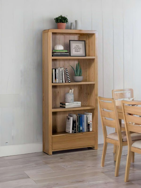 Curve 1 Drawer Tall Bookcase – Oak