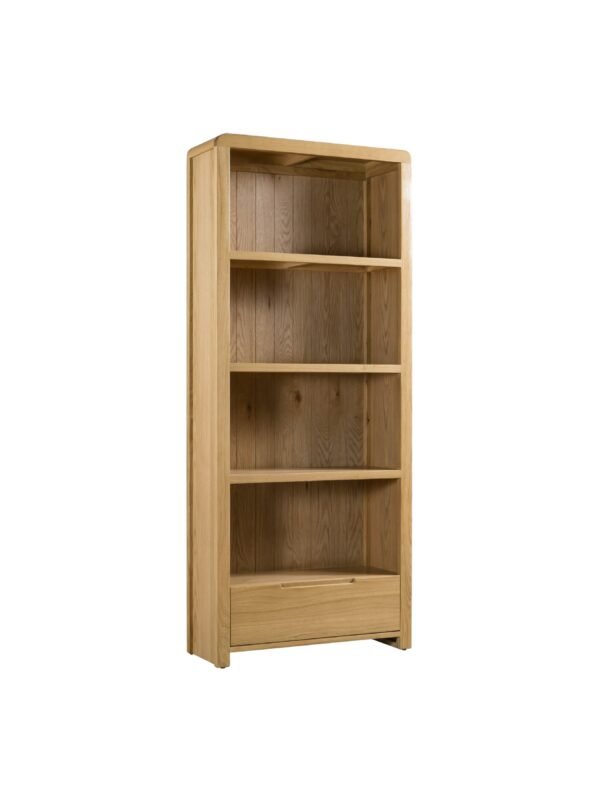 Curve 1 Drawer Tall Bookcase - Oak - Image 2