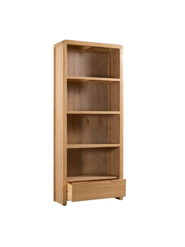 Curve 1 Drawer Tall Bookcase - Oak - Image 3