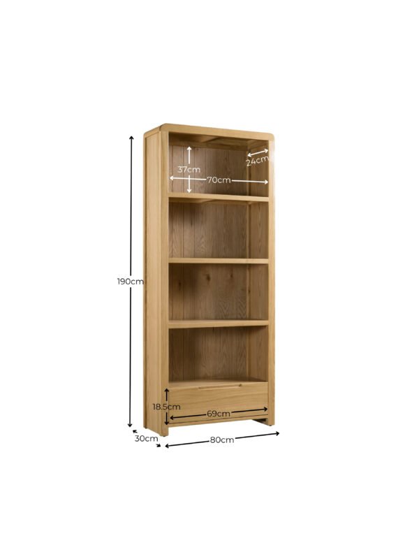 Curve 1 Drawer Tall Bookcase - Oak - Image 5