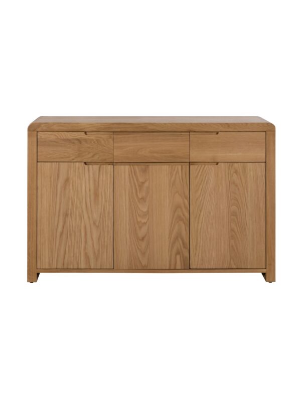Curve 3 Door 3 Drawer Sideboard - Oak - Image 4
