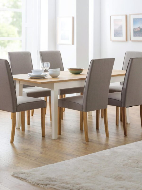 Davenport 6 Seater Extending Dining Table – Ivory/Oak Effect
