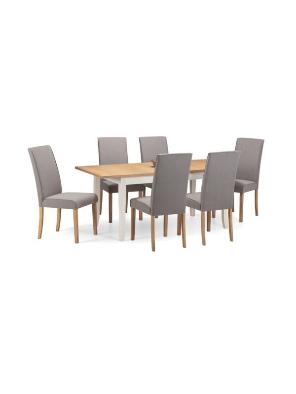 Davenport 6 Seater Extending Dining Table - Ivory/Oak Effect - Image 10