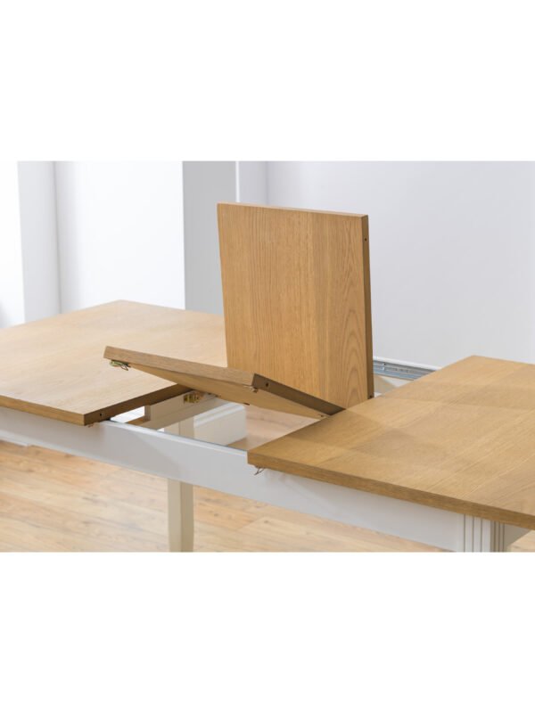 Davenport 6 Seater Extending Dining Table - Ivory/Oak Effect - Image 5