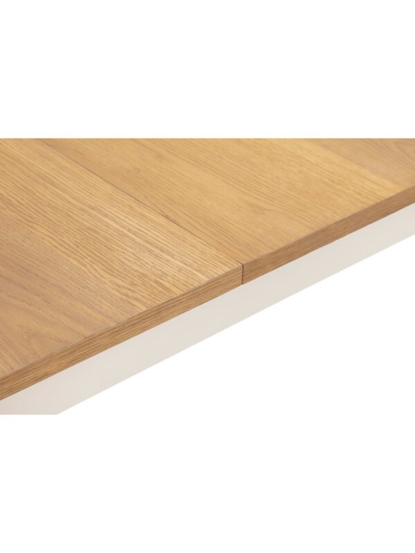 Davenport 6 Seater Extending Dining Table - Ivory/Oak Effect - Image 7