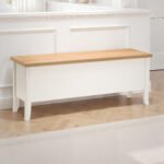 Davenport 2 Seater Storage Bench – Ivory/Oak Effect