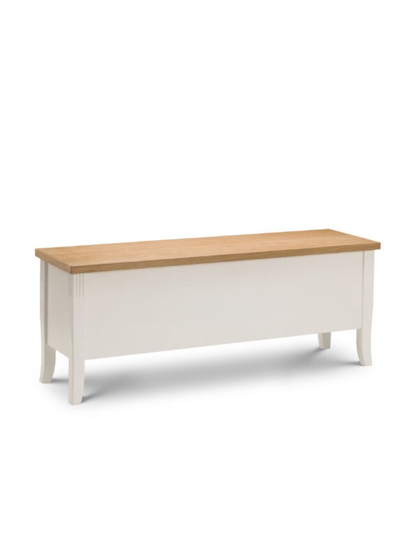 Davenport 2 Seater Storage Bench - Ivory/Oak Effect - Image 2