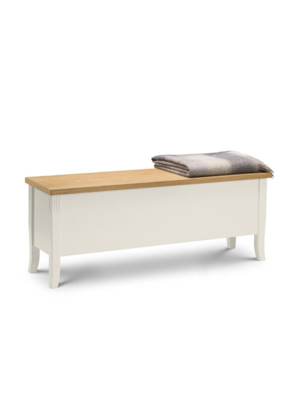 Davenport 2 Seater Storage Bench - Ivory/Oak Effect - Image 3
